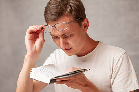 Young man with Myopia